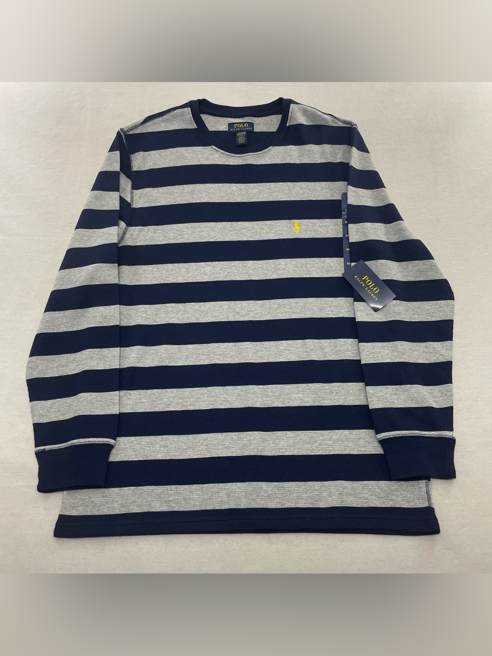 NWT Polo Ralph Lauren Sleepwear Shirt XL Lounge Thermal Waffle Knit Gray BlueLS